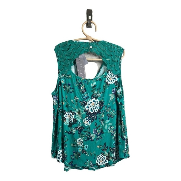 Daniel Rainn Sleeveless Fantine Crochet lace green floral cutout Top NEW Size 2X - Picture 6 of 15